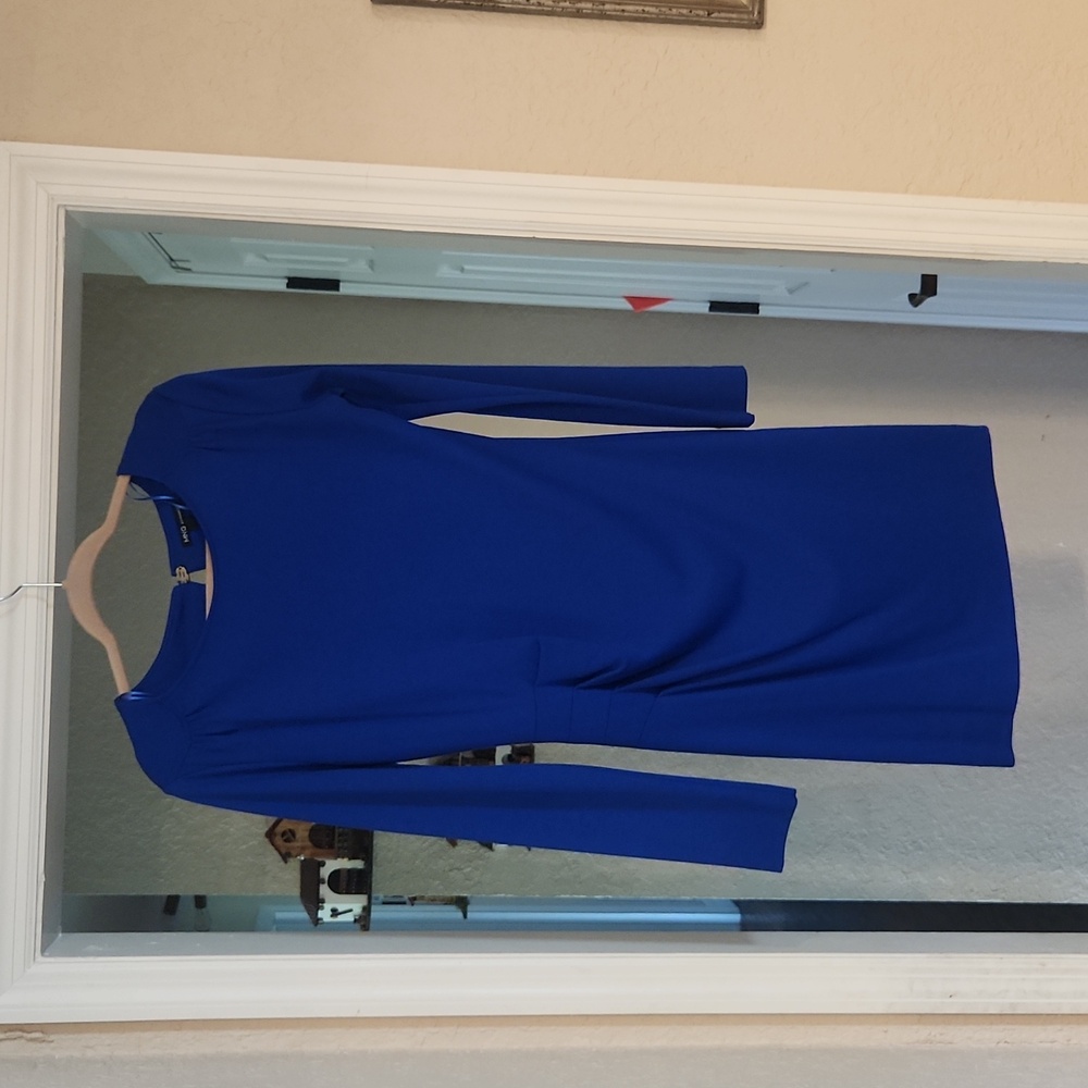 MNG by Mango Blue Dress Cocktail Long sleeve Dress Like New! US 8 EUR L